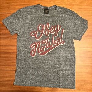 Obey Gray and Red Graphic T-Shirt
